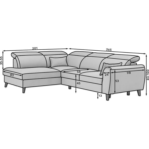 Beżowy aksamitny rozkładany/ze schowkiem narożnik (prawostronny/w kształcie litery L) Noble – ELTAP-image-3