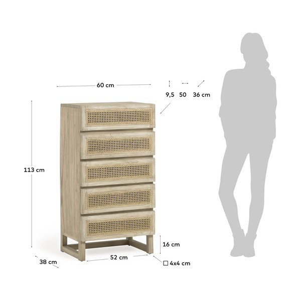 Komoda z 5 szufladami z drewna Mindi Kave Home Rexit-image-2