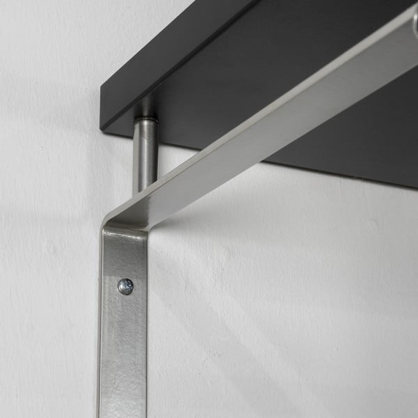Czarny/w kolorze srebra metalowy wieszak ścienny z półką 70 cm Rex – Spinder Design-image-3