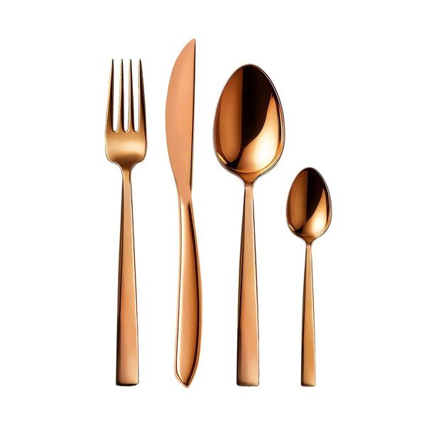 Sztućce ze stali nierdzewnej w kolorze miedzi 24 szt. Copper – Orion