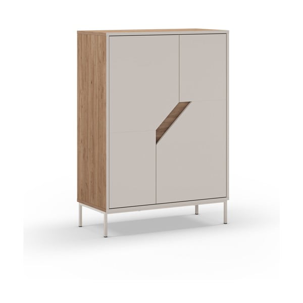 Kremowo-naturalna komoda w dekorze dębu 85x120x40 cm Lilou – Marckeric-image-2