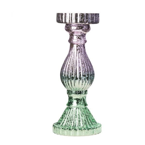 Świecznik szklany Majestic, 30 cm, zielono-fioletowy
