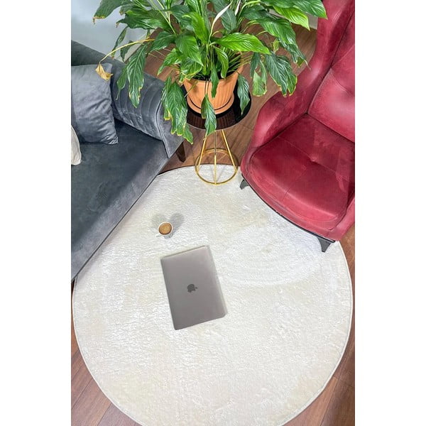Biały okrągły dywan odpowiedni do prania ø 100 cm Pelush White – Mila Home-image-1