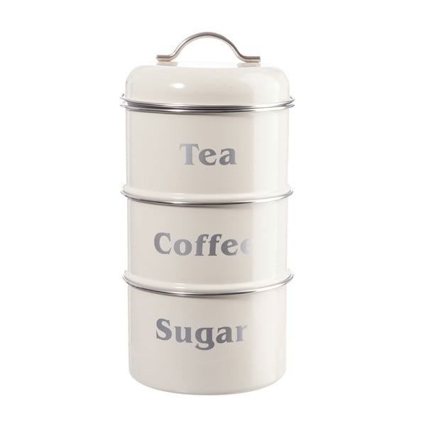 Zestaw 3 pojemników Cream Tea, Coffee and Sugar, 14x28 cm