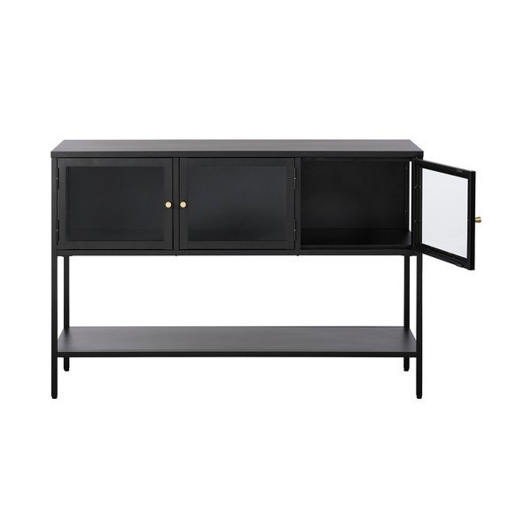 Czarna metalowa witryna 132x88 cm Carmel – Unique Furniture-image-2