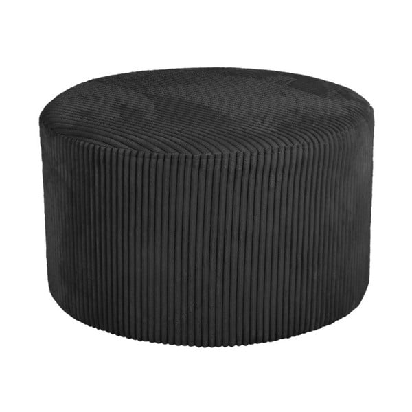 Czarny puf sztruksowy Leitmotiv Glam, 50x30 cm