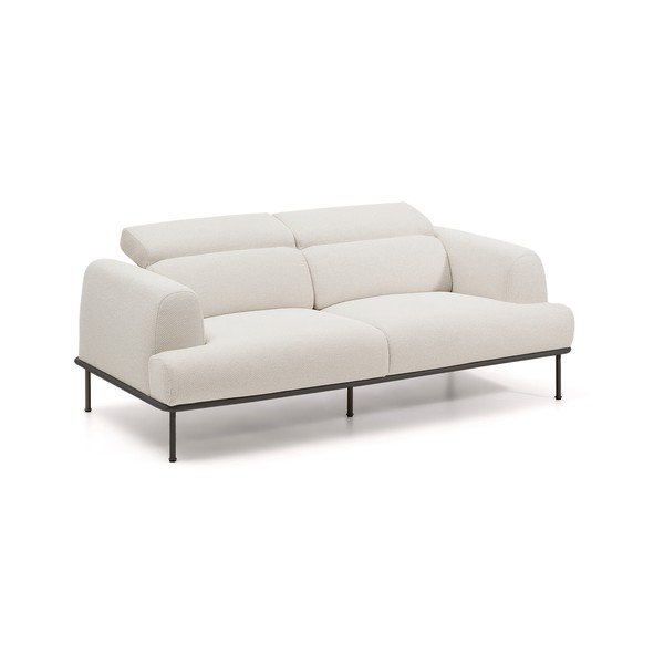 Beżowa częściowo rozkładana sofa z tkaniny szenilowej 214 cm Aurum – Kave Home-image-4