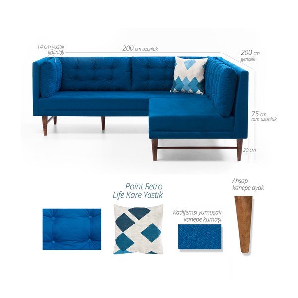 Niebieska sofa narożna Balcab Home Barbara-image-2