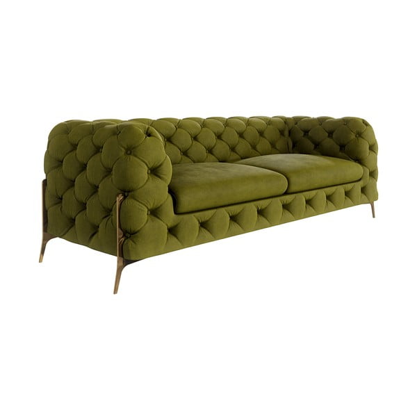 Zielona aksamitna sofa 225 cm Chelsea Bis – Ropez-image-1