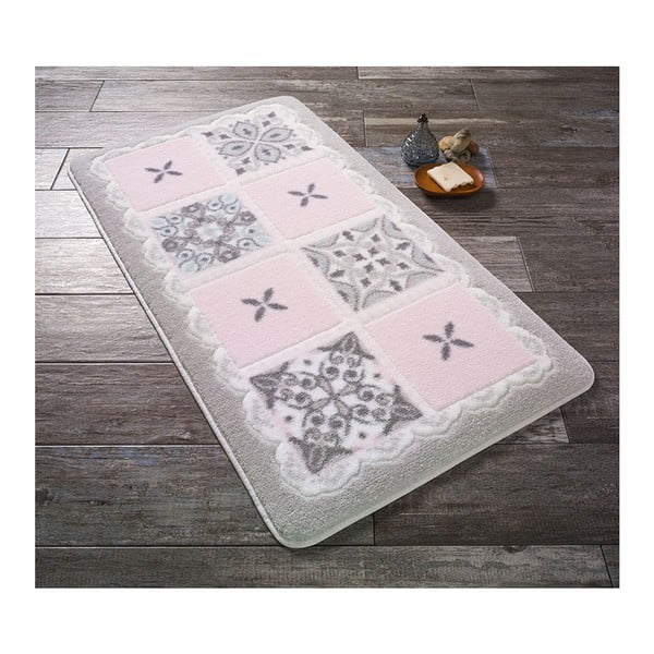 Różowo-biały dywanik łazienkowy Confetti Ceramic, 80x140 cm