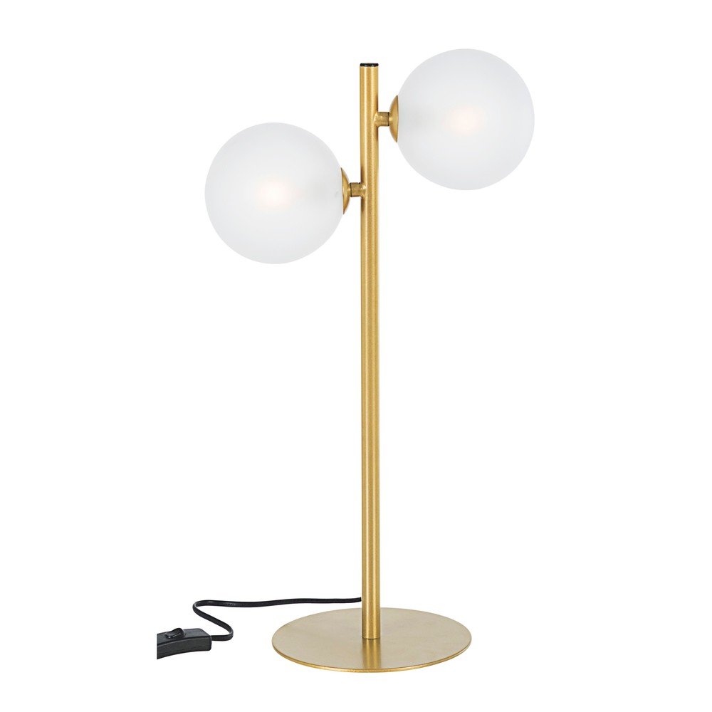 Stalowa lampa stołowa w kolorze złota ze szklanym kloszem (wysokość 54 cm) Balls – Bizzotto