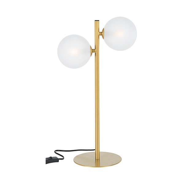 Stalowa lampa stołowa w kolorze złota ze szklanym kloszem (wysokość 54 cm) Balls – Bizzotto