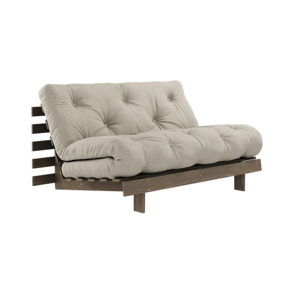 Szarobeżowa lniana rozkładana sofa 140 cm Roots Carob – Karup Design
