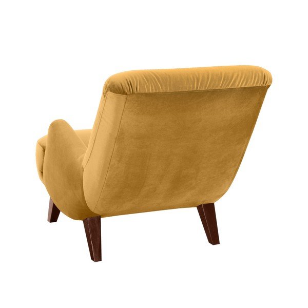 Żółty fotel z brązowymi nogami Max Winzer Brandford Suede-image-2