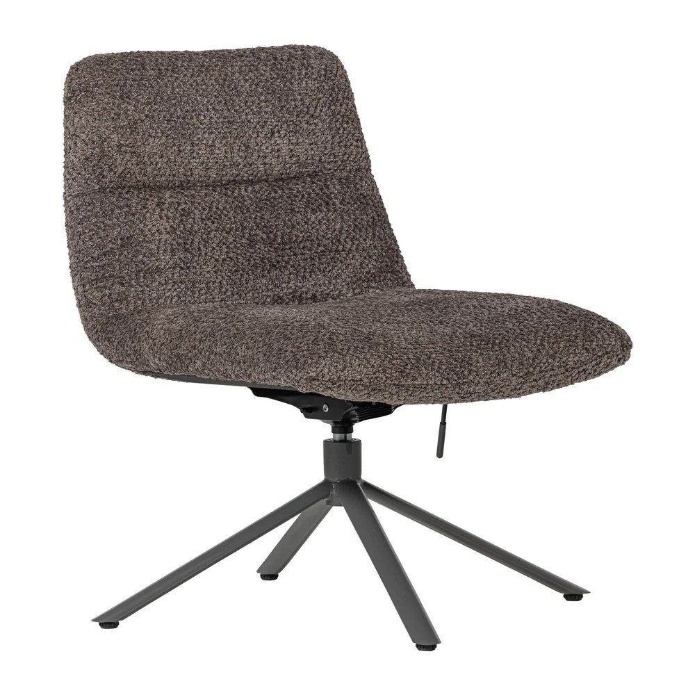 Brązowy obrotowy fotel z materiału bouclé Soren – WOOOD