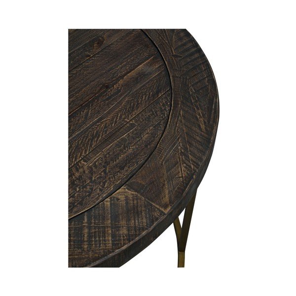 Brązowy okrągły drewniany stolik Rowico Dalton-image-2