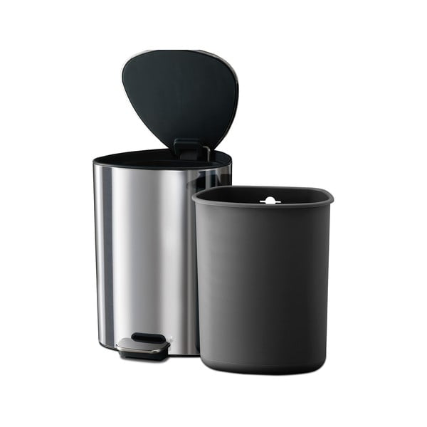 Plastikowy kosz na śmieci z pedałem w kolorze srebra 5 l Luxe – Joseph Joseph-image-3