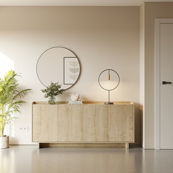 Komoda w dekorze dębu w naturalnym kolorze 180x80x40 cm Daira – Marckeric-image-1