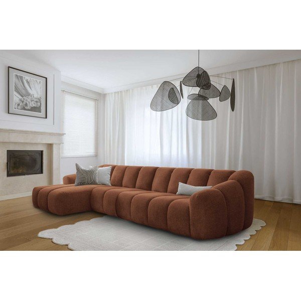 Narożnik (lewostronny/z szezlongiem) w kolorze terakoty Shell – Miuform-image-2