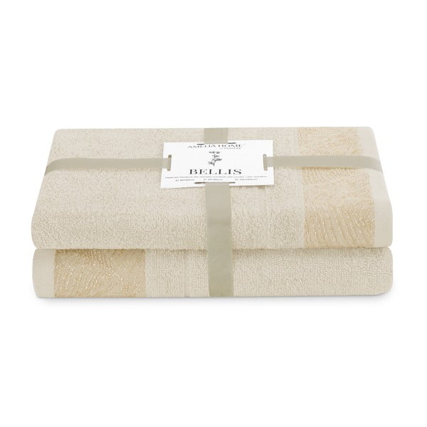Beżowe bawełniane ręczniki zestaw 2 szt. frotte Bellis – AmeliaHome