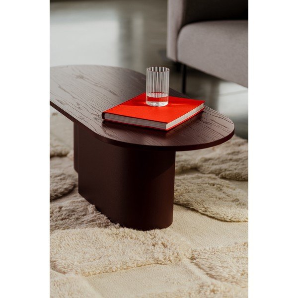 Bordowy stolik z blatem w dekorze dębu 50x115 cm Looi – noo.ma-image-4