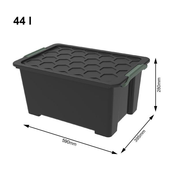 Czarny błyszczący pojemnik plastikowy z pokrywką Evo Safe − Rotho-image-1