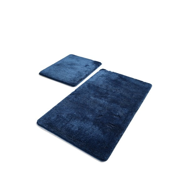 Zestaw 2 ciemnoniebieskich prostokątnych dywaników łazienkowych Chilai