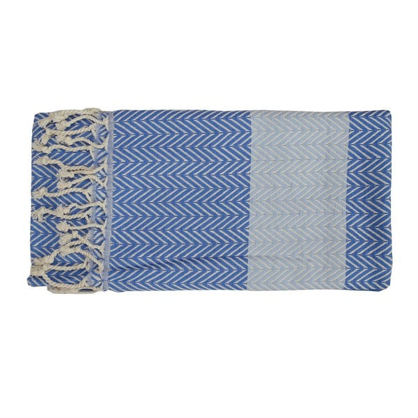 Niebieski ręcznik kąpielowy tkany ręcznie z wysokiej jakości bawełny Homemania Damla Hammam, 100 x 180 cm