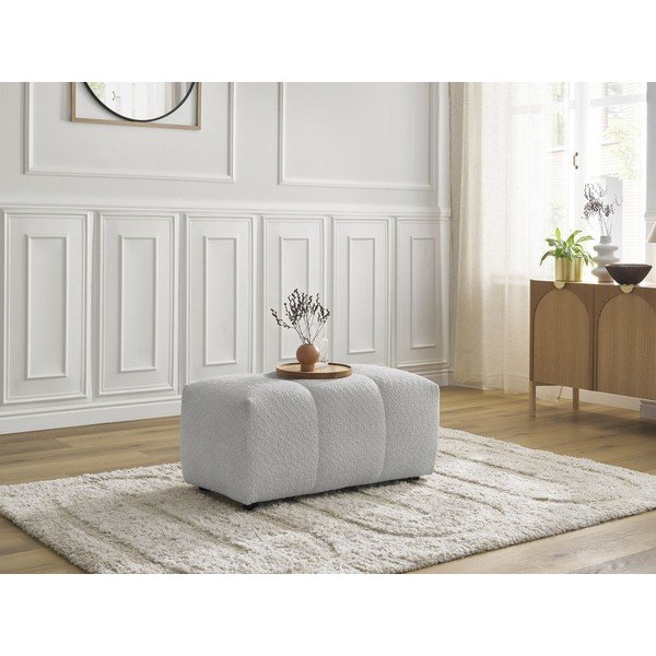 Jasnoszary podnóżek z materiału bouclé Roxelane – Bobochic Paris-image-4