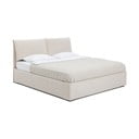 Beżowe tapicerowane łóżko dwuosobowe ze schowkiem i stelażem 180x200 cm Thessa Pillow – Bonami Selection
