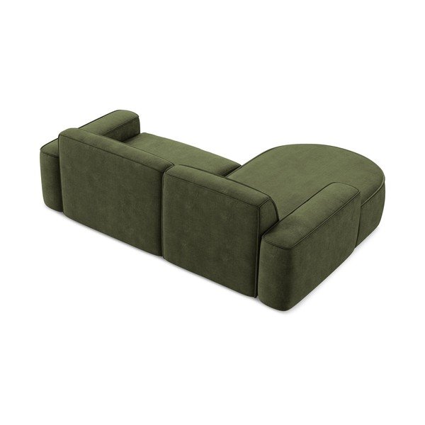 Zielony narożnik z tkaniny szenilowej (lewostronny/z szezlongiem) Omao – Makamii-image-3