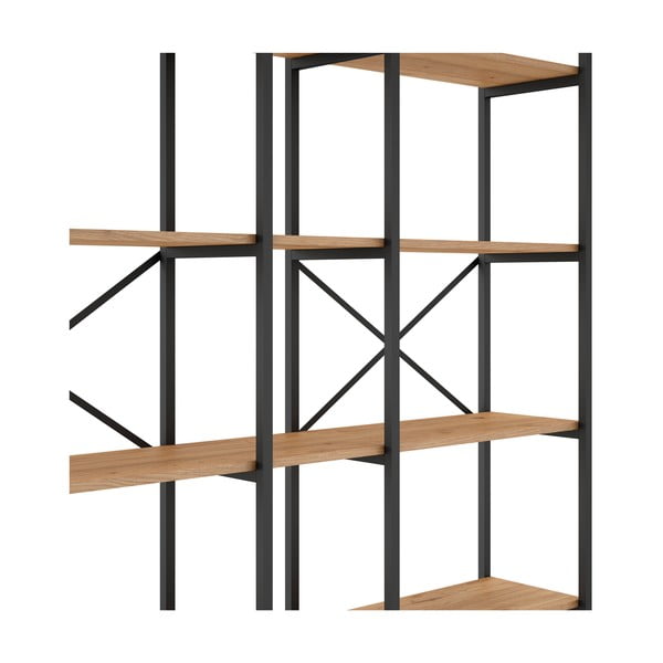 Czarno-naturalny regał w dekorze dębu 144x175 cm Dusan – Marckeric-image-4