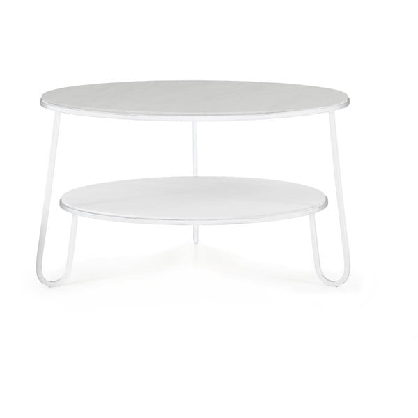 Biały stolik z marmurowym blatem HARTÔ Eugénie, ⌀ 70 cm