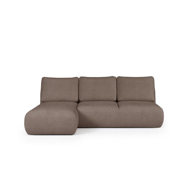 Brązowy narożnik z materiału bouclé (lewostronny/z szezlongiem) Mirel – Rodier