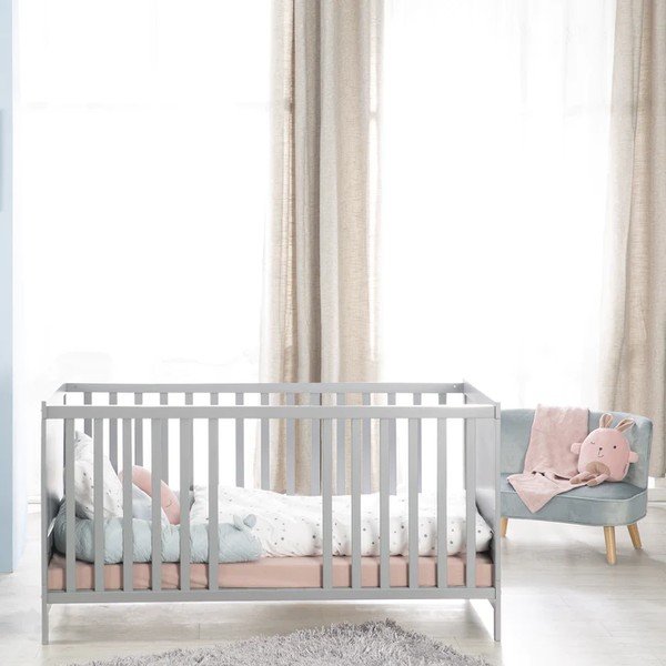 Jasnoszare łóżeczko z baldachimem 70x140 cm Sternenzauber – Roba-image-4