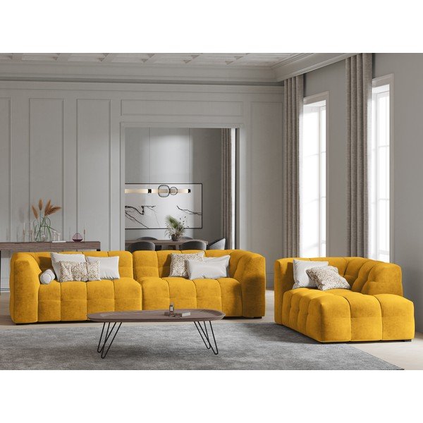 Żółta aksamitna sofa Windsor & Co Sofas Vesta, 280 cm-image-1