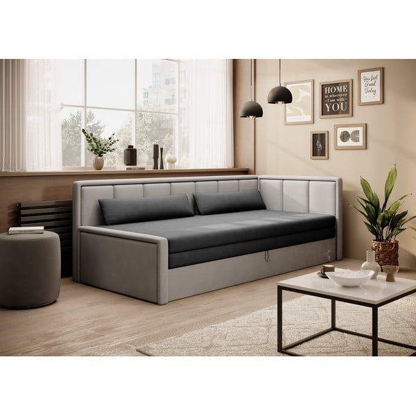 Szara rozkładana/ze schowkiem sofa z tkaniny szenilowej 214 cm Fulgeo – ELTAP-image-1