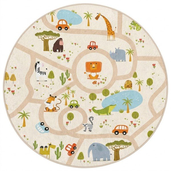 Dziecięcy dywan do zabawy odpowiedni do prania ø120 cm Savana Ride – Mila Home