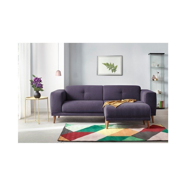 (II. jakość) Fioletowa sofa z podnóżkiem Bobochic Paris Luna-image-4