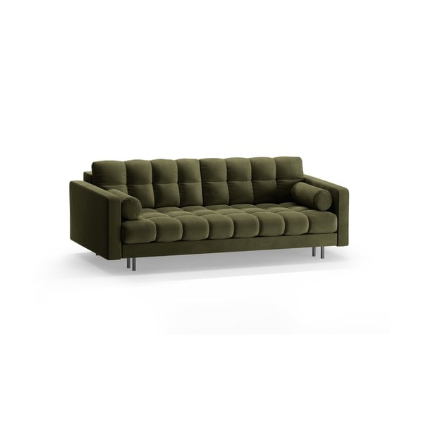 Zielona aksamitna rozkładana sofa ze schowkiem 222 cm Bali – Cosmopolitan Design-image-3