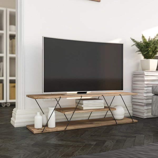 Szafka pod TV w dekorze orzecha 120x33 cm Canaz – Kalune Design-image-3