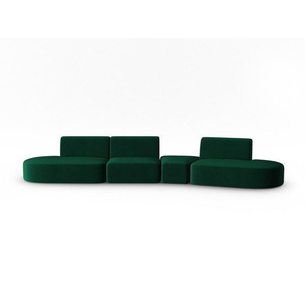Zielona aksamitna sofa prawostronna 428 cm Paolo – Milo Casa