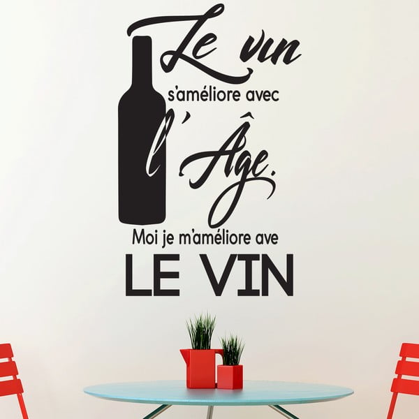 Czarna naklejka Ambiance Quote Le Vin