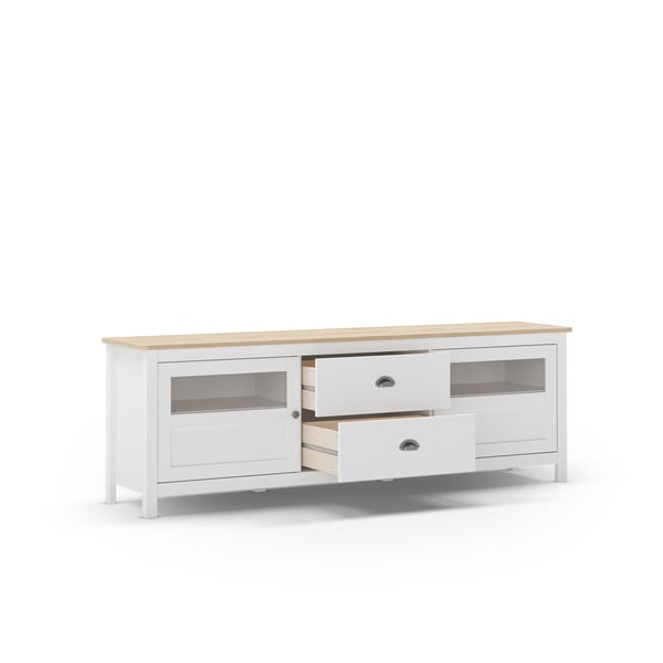 Biała szafka pod TV z litego drewna sosnowego 180x59 cm Misti – Marckeric-image-3