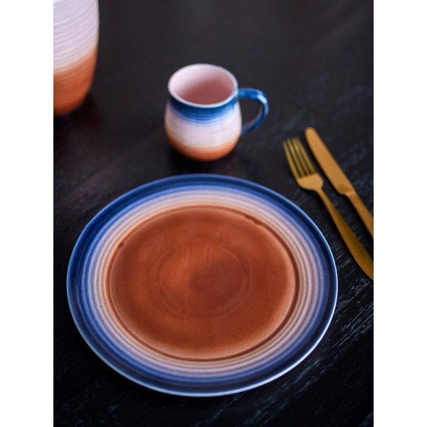 Niebieskie/pomarańczowe kamionkowe talerze zestaw 4 szt. ø 27 cm Tatum – Bloomingville-image-1