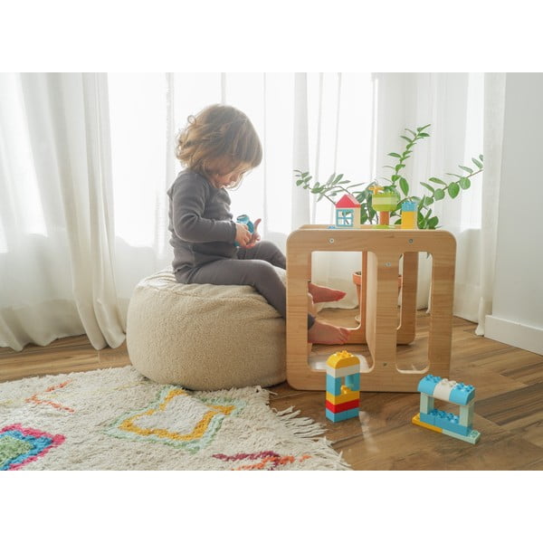 Beżowy puf dziecięcy z przędzy pętelkowej Bouclé Cream – Really Nice Things-image-1