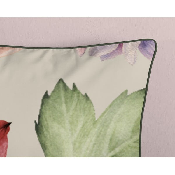 Beżowa pościel jednoosobowa z satyny bawełnianej 140x220 cm Fiori – Descanso-image-3