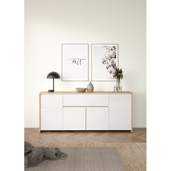 Biało-naturalna komoda w dekorze dębu 197x84x48 cm Next – Tvilum-image-1