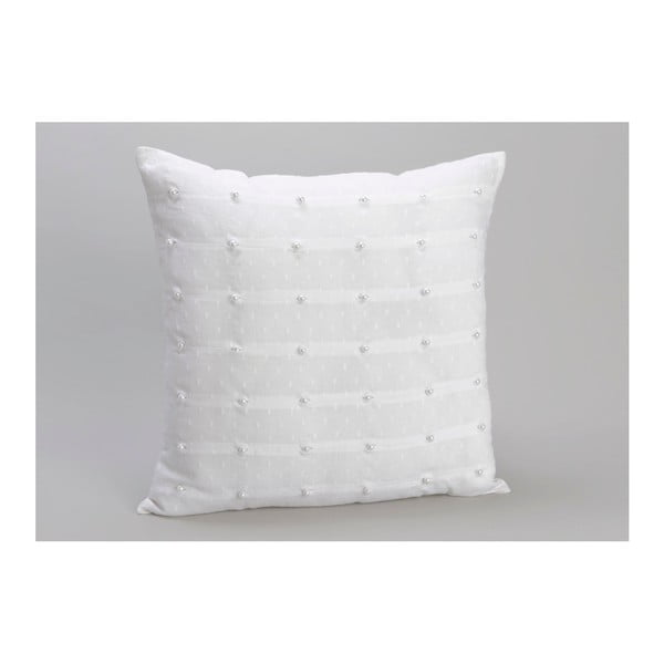 Biała poduszka z perłami Amadeus Pearls, 40x40 cm