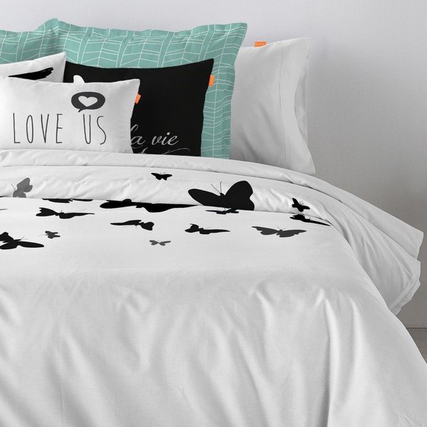 Bawełniana poszwa na kołdrę Blanc Butterflies, 200x200 cm-image-1